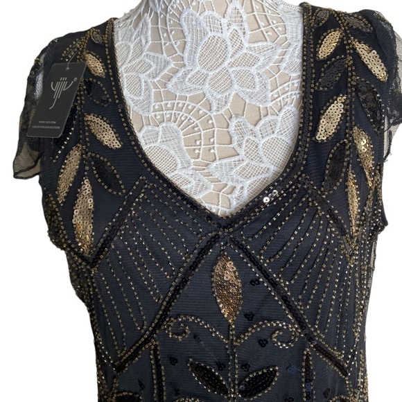 NWT Vision For Innovation Black Gold Sequin Dress 1920’s Gatsby Style costume - Picture 3 of 6